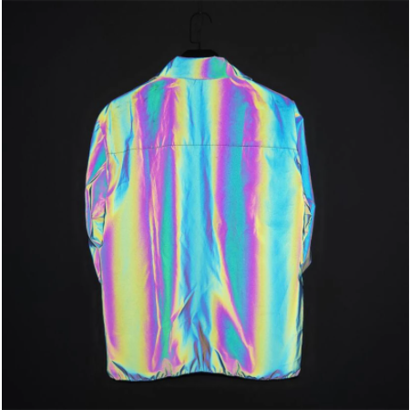 Unisex reflective jacket for raves or music festivals.