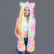 Colorful Winter Faux Fur Hat Ear Flaps with Pockets for Winter Raves - Grumps Collection