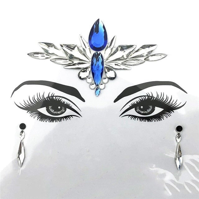 Face Jewel Stickers Adhesive Face Gems Rhinestone Jewels Party Festival  Stickers