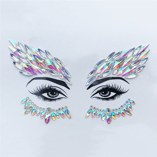 Face Jewel Stickers Adhesive Face Gems Rhinestone Jewels Party