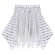 White sparkly mesh skirt for raves or music festivals.