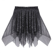 Black sparkly mesh skirt for raves or music festivals.