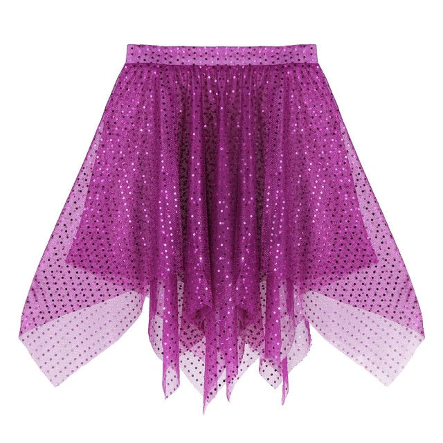 Hot pink sparly mesh skirt for raves or music festivals.