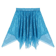 Light blue sparkly mesh skirt for raves or music festivals.