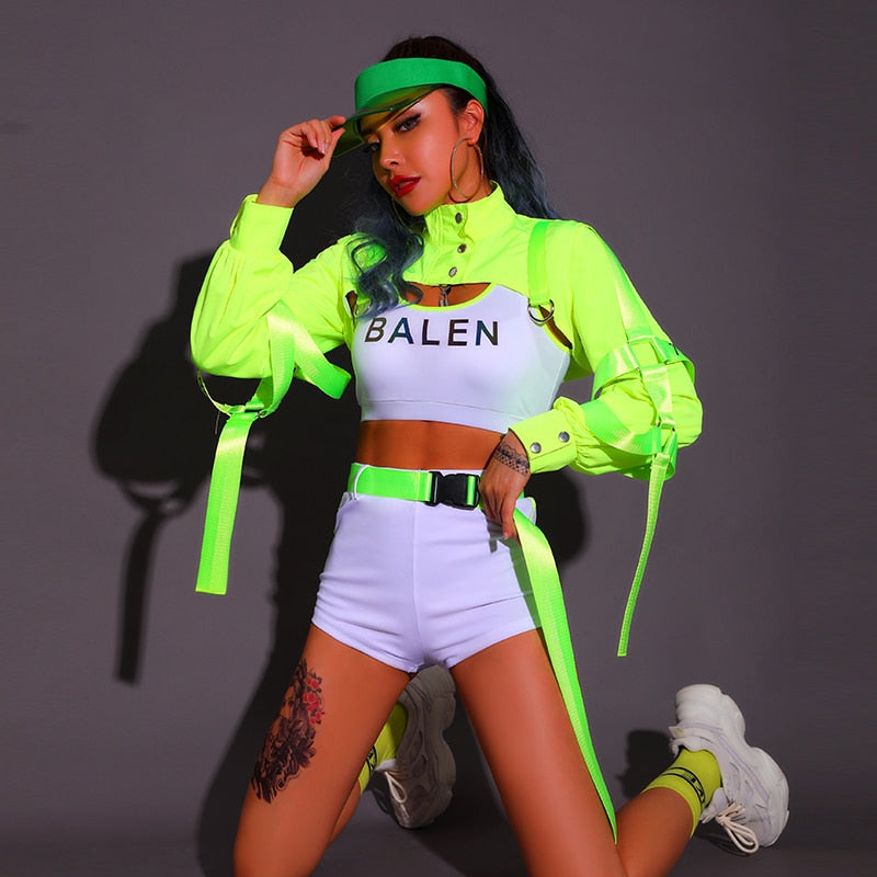 Street Dance Style Neon Green Costume Set for Raves | Grumps Collection Street Dance Style Neon Green Costume Set for Raves | Grumps Collection