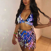 Sparkly Sequin Two Piece Set for Raves - Grumps Collection