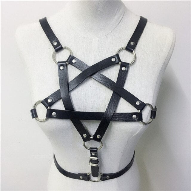 Gothic Leather Rave Crop Top.