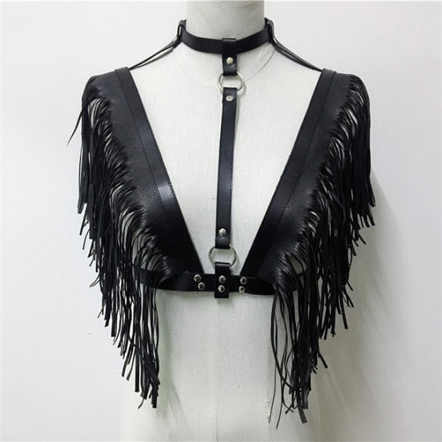 Gothic Leather Rave Crop Top.