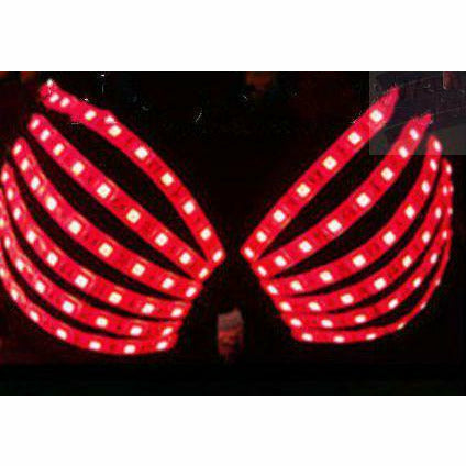 Red LED bra for raves.