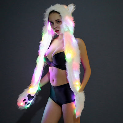 LED Faux Fur Hat Ear Flaps for Raves - Grumps Collection