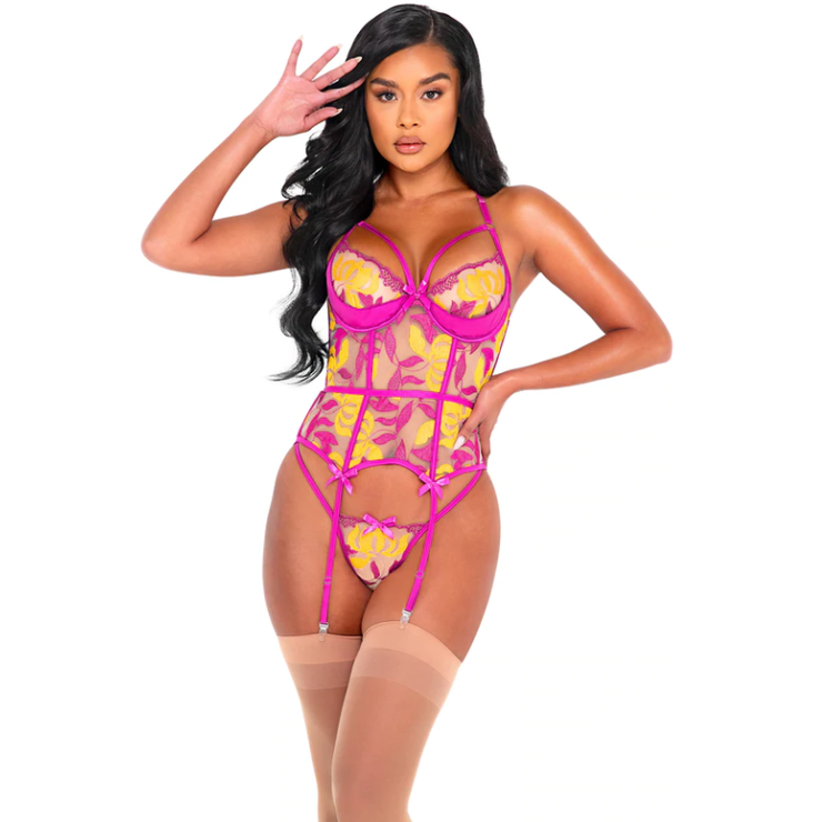 Orchid & Mango Embroidered Bustier Set - Grumps Collection