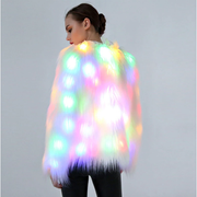 Colorful LED Faux Fur Coat for Winter Raves - Grumps Collection