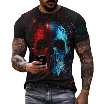 Blue & Red Skeleton Mens T-shirt.