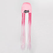 Pink wig hat for raves or music festivals.