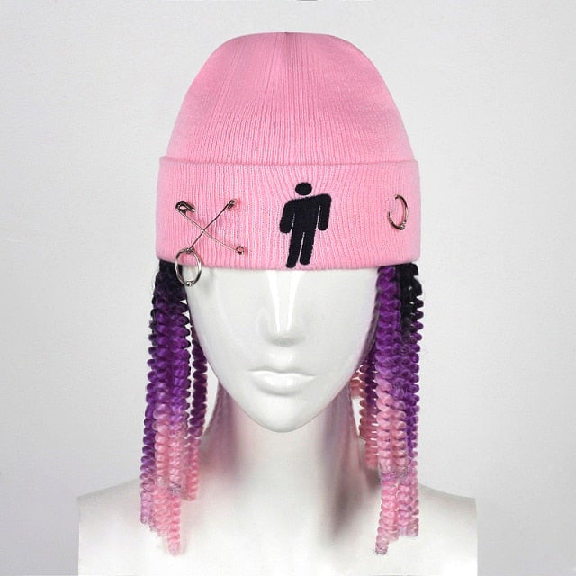 Pink hat wig for raves or music festivals.