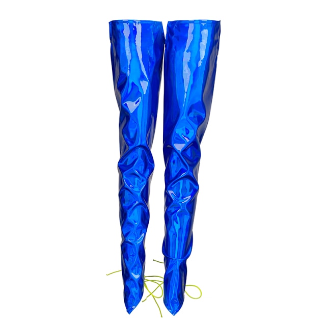 Blue holographic leg covers
