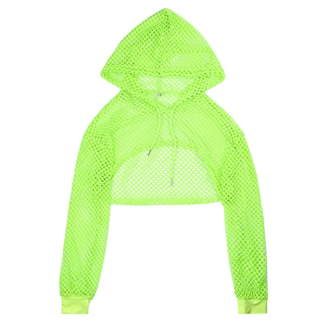 Neon Green Fishnet Short Sleeve Top