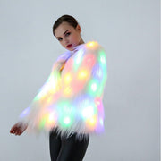 Colorful LED Faux Fur Coat for Winter Raves - Grumps Collection
