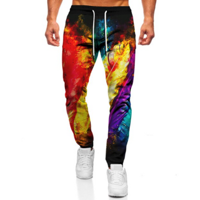 Colorful Feather Unisex Street Casual Trouser.