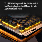 USB Wired Ergonomic Backlit Gaming Keyboard and Mouse Set.