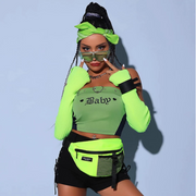 Neon Green Tube Top Set with Shorts & Accessories.