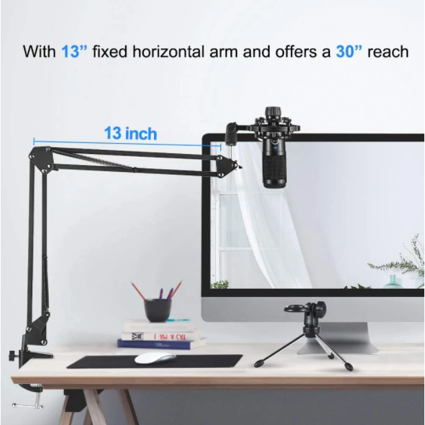 Computer Microphone Kit With Adjustable Arm Stand.