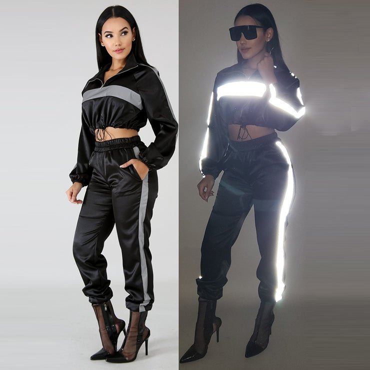 Reflective Hip Hop Two Piece Set for Raves