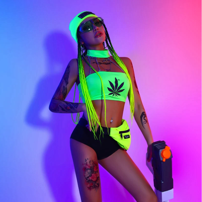420 Friendly Fluorescent Green Rave Outfit